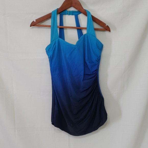 Lands' End Other - Lands' End Slimming Swimsuit Blue Ombre 12